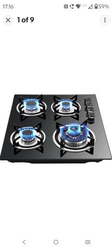Black tempered glass gas - black,