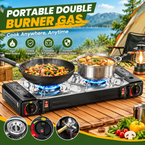 Double burner camping gas - burner,