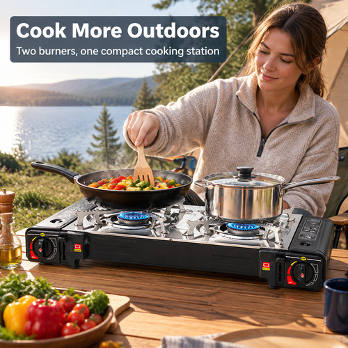 Portable double burner gas - burner,
